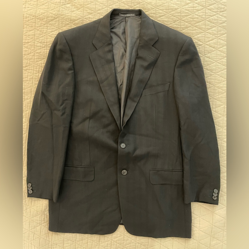 Ermenegildo Zegna Vintage High Performance Wool Herringbone Suit Jacket 42 L
